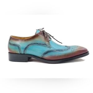 HENRY WALKER HANDMADE TWO TONE WINGTIP BLUCHER OXFORD DRESS SHOES‎ SIZE 47